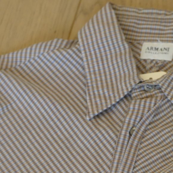 Armani Collezioni Vintage Checkered Small Button Down Dress Shirt - Picture 5 of 6